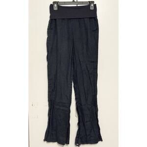 Twelve by Twelve Black Linen Foldover Waist Wide Leg Lounge Pants - Size XS